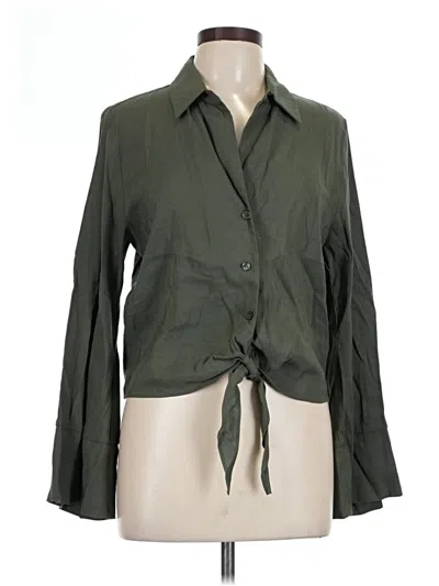 Pre-owned Zara Long Sleeve Blouse In Green