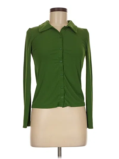 Pre-owned Zara Long Sleeve Blouse In Green