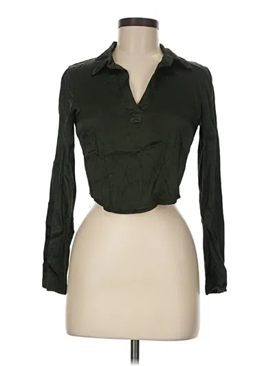 Pre-owned Zara Long Sleeve Blouse In Green