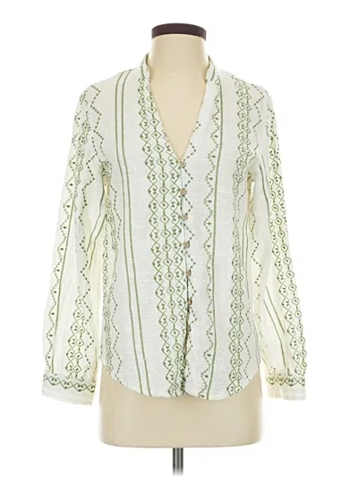 Pre-owned Zara Long Sleeve Blouse In Green