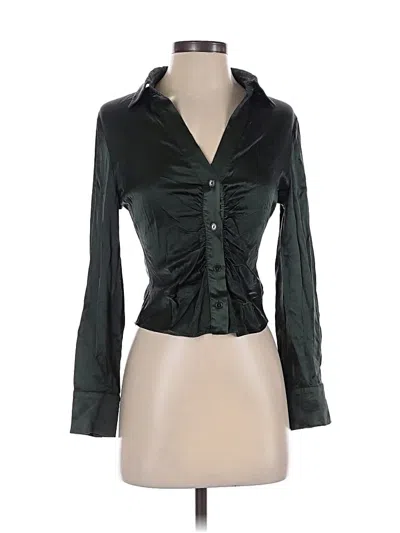 Pre-owned Zara Long Sleeve Blouse In Green