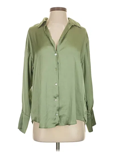 Pre-owned Zara Long Sleeve Blouse In Green