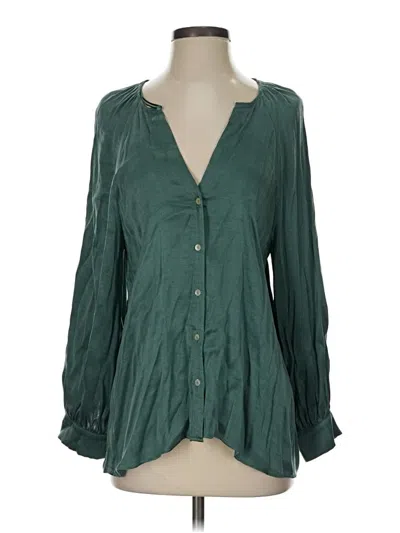 Pre-owned Zara Long Sleeve Blouse In Green