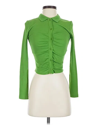 Pre-owned Zara Long Sleeve Blouse In Green
