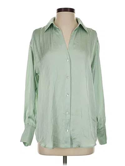 Pre-owned Zara Long Sleeve Blouse In Green