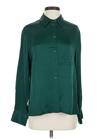 Pre-owned Zara Long Sleeve Blouse In Green