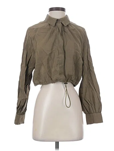 Pre-owned Zara Long Sleeve Blouse In Green