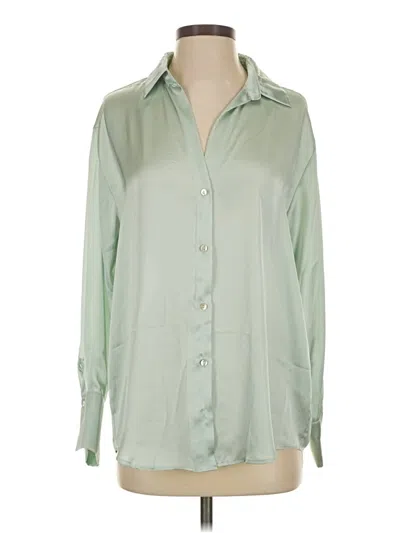 Pre-owned Zara Long Sleeve Blouse In Green