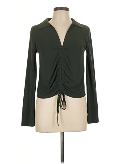 Pre-owned Zara Long Sleeve Blouse In Green