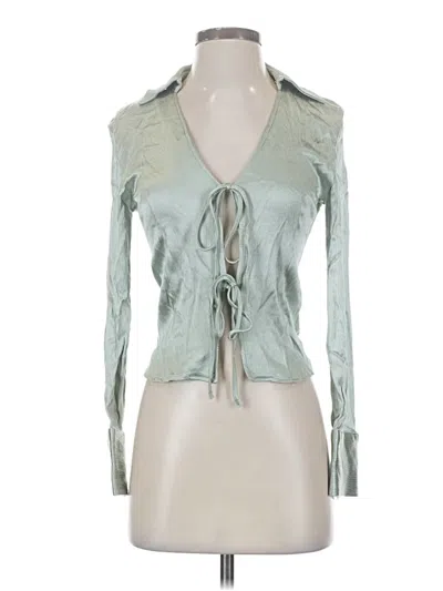 Pre-owned Zara Long Sleeve Blouse In Green