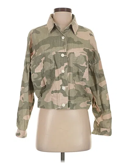 Pre-owned Zara Long Sleeve Blouse In Green