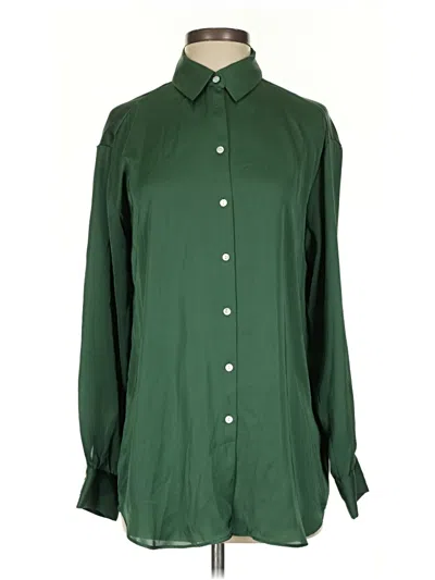 Pre-owned Zara Long Sleeve Blouse In Green