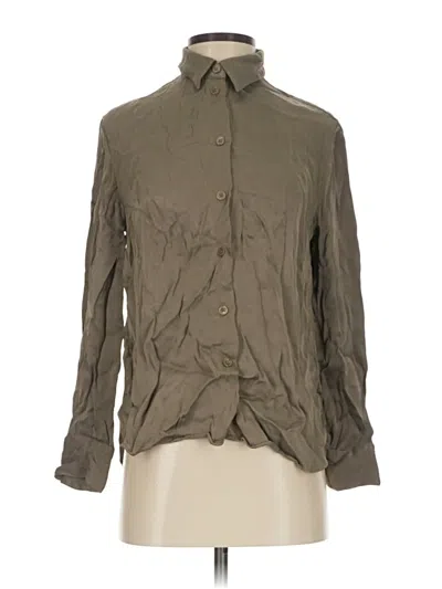 Pre-owned Zara Long Sleeve Blouse In Green