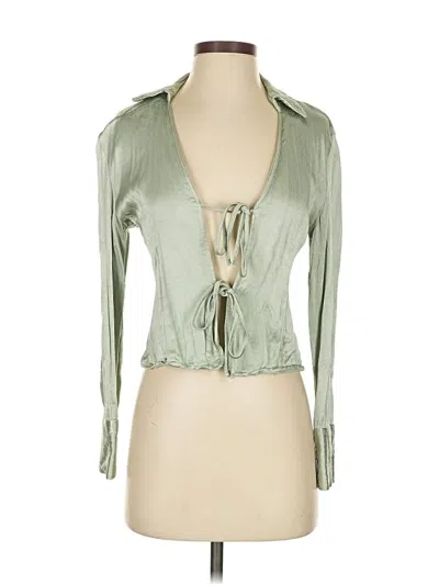 Pre-owned Zara Long Sleeve Blouse In Green