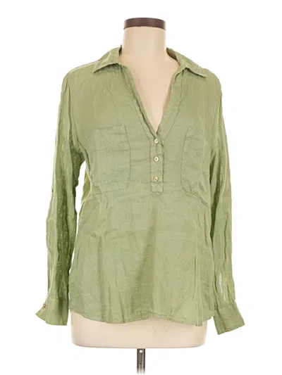 Pre-owned Zara Long Sleeve Blouse In Green