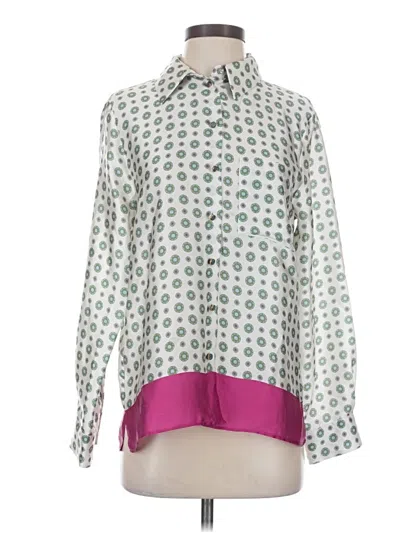 Pre-owned Zara Long Sleeve Blouse In Green