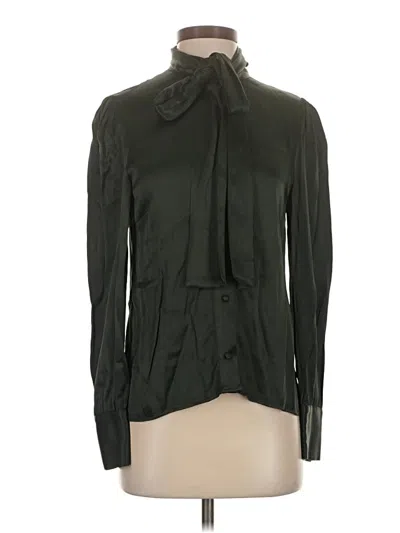 Pre-owned Zara Long Sleeve Blouse In Green