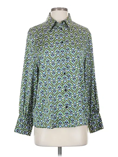 Pre-owned Zara Long Sleeve Blouse In Green
