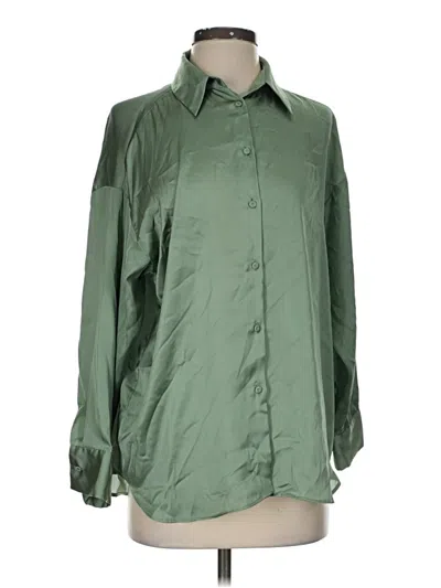 Pre-owned Zara Long Sleeve Blouse In Green