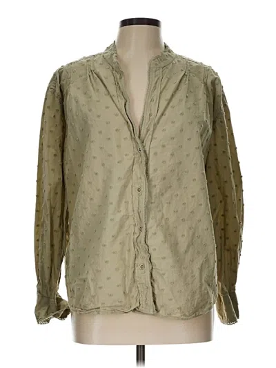 Pre-owned Zara Long Sleeve Blouse In Green