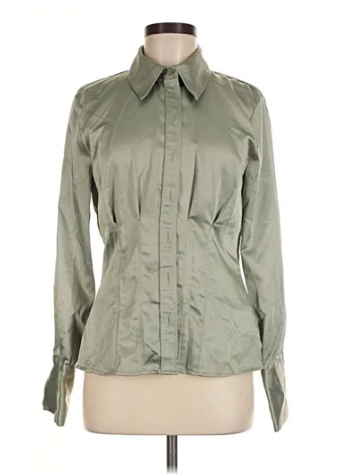 Pre-owned Zara Long Sleeve Blouse In Green