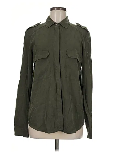 Pre-owned Zara Long Sleeve Blouse In Green