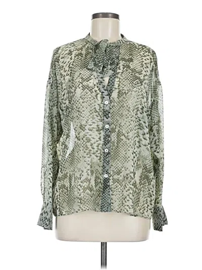 Pre-owned Zara Long Sleeve Blouse In Green