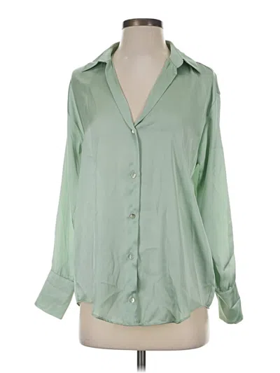 Pre-owned Zara Long Sleeve Blouse In Green
