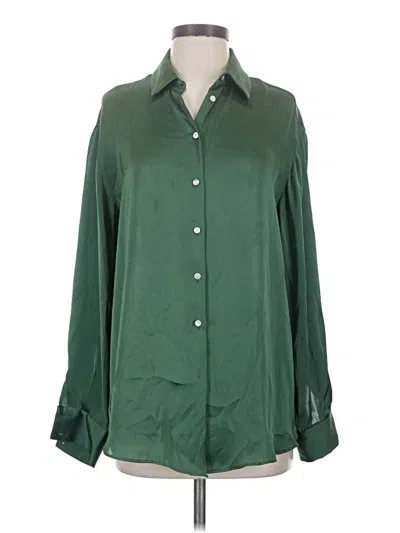 Pre-owned Zara Long Sleeve Blouse In Green