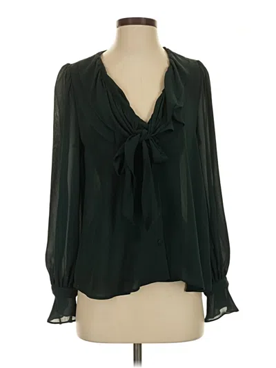 Pre-owned Zara Long Sleeve Blouse In Green