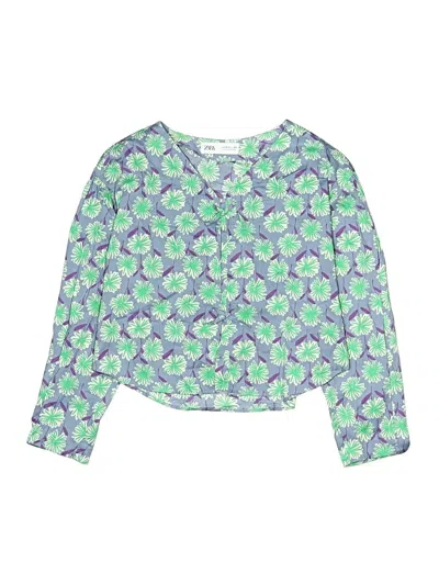 Pre-owned Zara Kids' Long Sleeve Blouse In Green