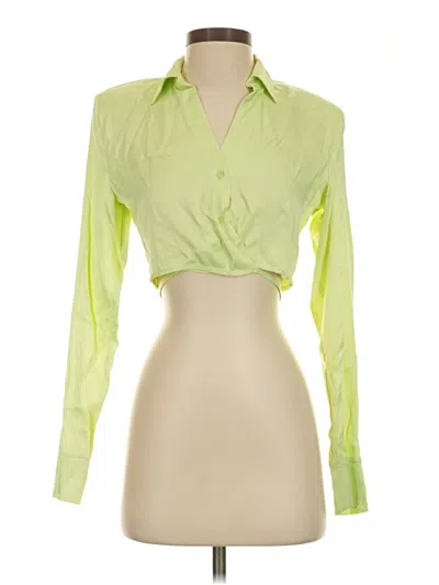 Pre-owned Zara Long Sleeve Blouse In Green