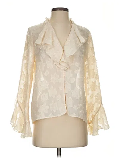 Pre-owned Zara Long Sleeve Blouse In Ivory