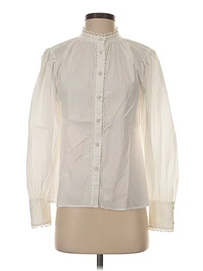 Pre-owned Zara Long Sleeve Blouse In Ivory