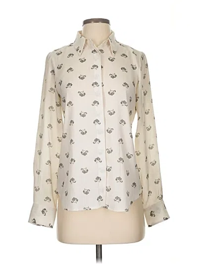 Pre-owned Zara Long Sleeve Blouse In Ivory