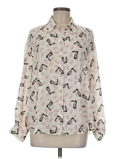 Pre-owned Zara Long Sleeve Blouse In Ivory