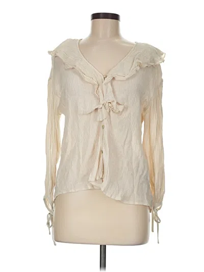 Pre-owned Zara Long Sleeve Blouse In Ivory