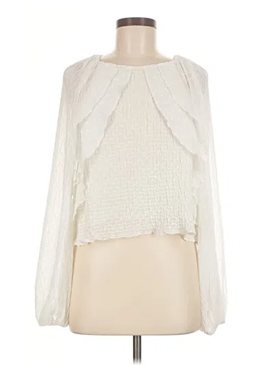 Pre-owned Zara Long Sleeve Blouse In Ivory