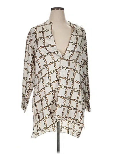 Pre-owned Zara Long Sleeve Blouse In Ivory