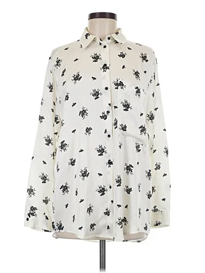 Pre-owned Zara Long Sleeve Blouse In Ivory