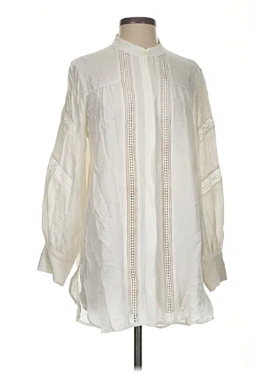 Pre-owned Zara Long Sleeve Blouse In Ivory