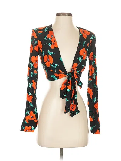 Pre-owned Zara Long Sleeve Blouse In Orange
