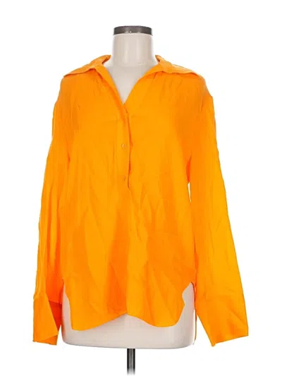 Pre-owned Zara Long Sleeve Blouse In Orange