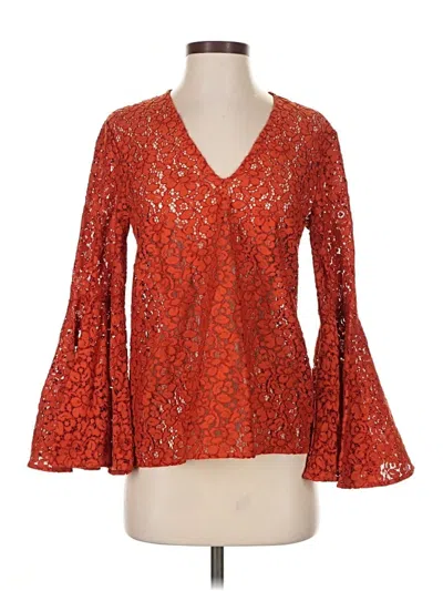 Pre-owned Zara Long Sleeve Blouse In Orange