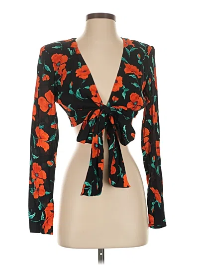 Pre-owned Zara Long Sleeve Blouse In Orange