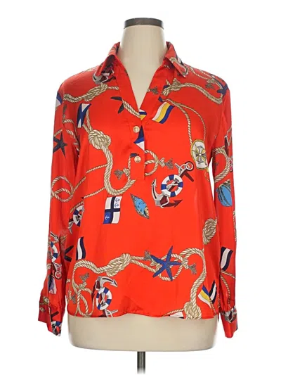 Pre-owned Zara Long Sleeve Blouse In Orange