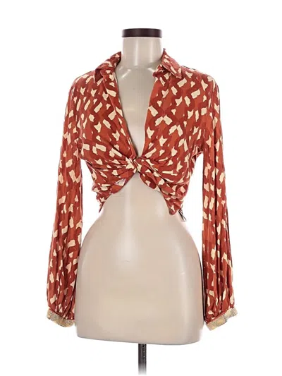 Pre-owned Zara Long Sleeve Blouse In Orange