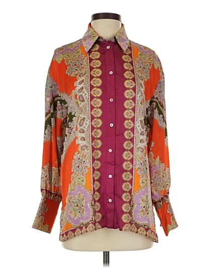 Pre-owned Zara Long Sleeve Blouse In Orange