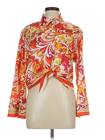 Pre-owned Zara Long Sleeve Blouse In Orange