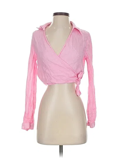 Pre-owned Zara Long Sleeve Blouse In Pink